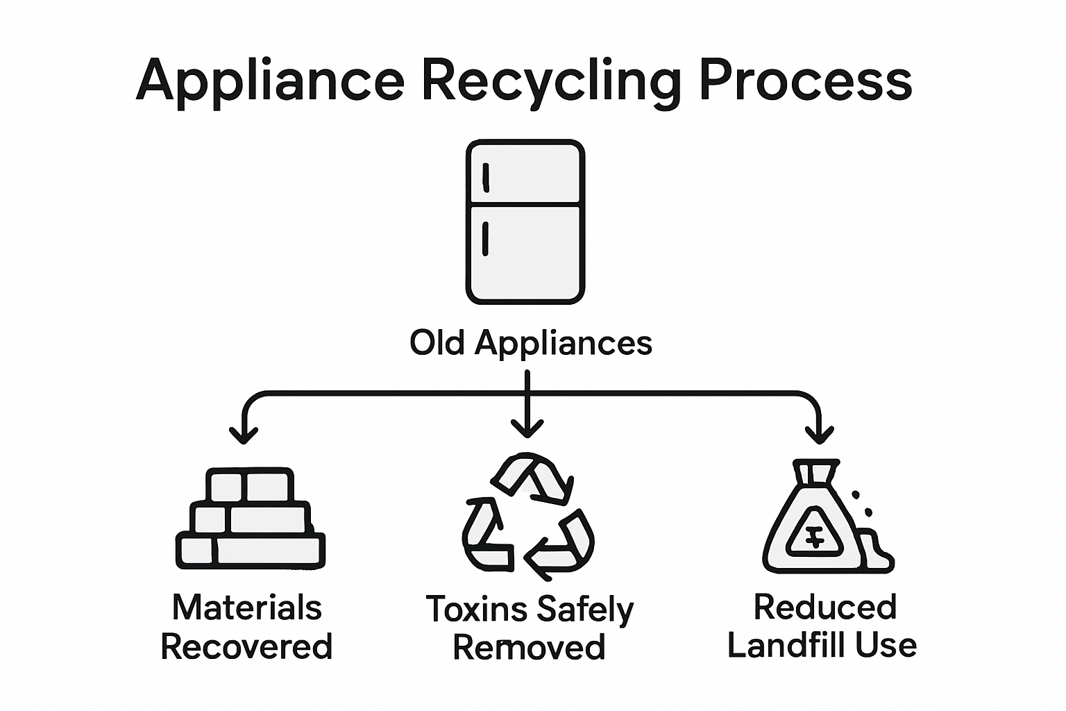 Infographic showing appliance recycling steps and impact