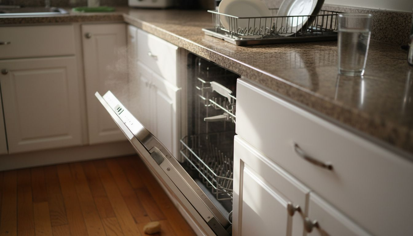Steam escaping from dishwasher vent during drying