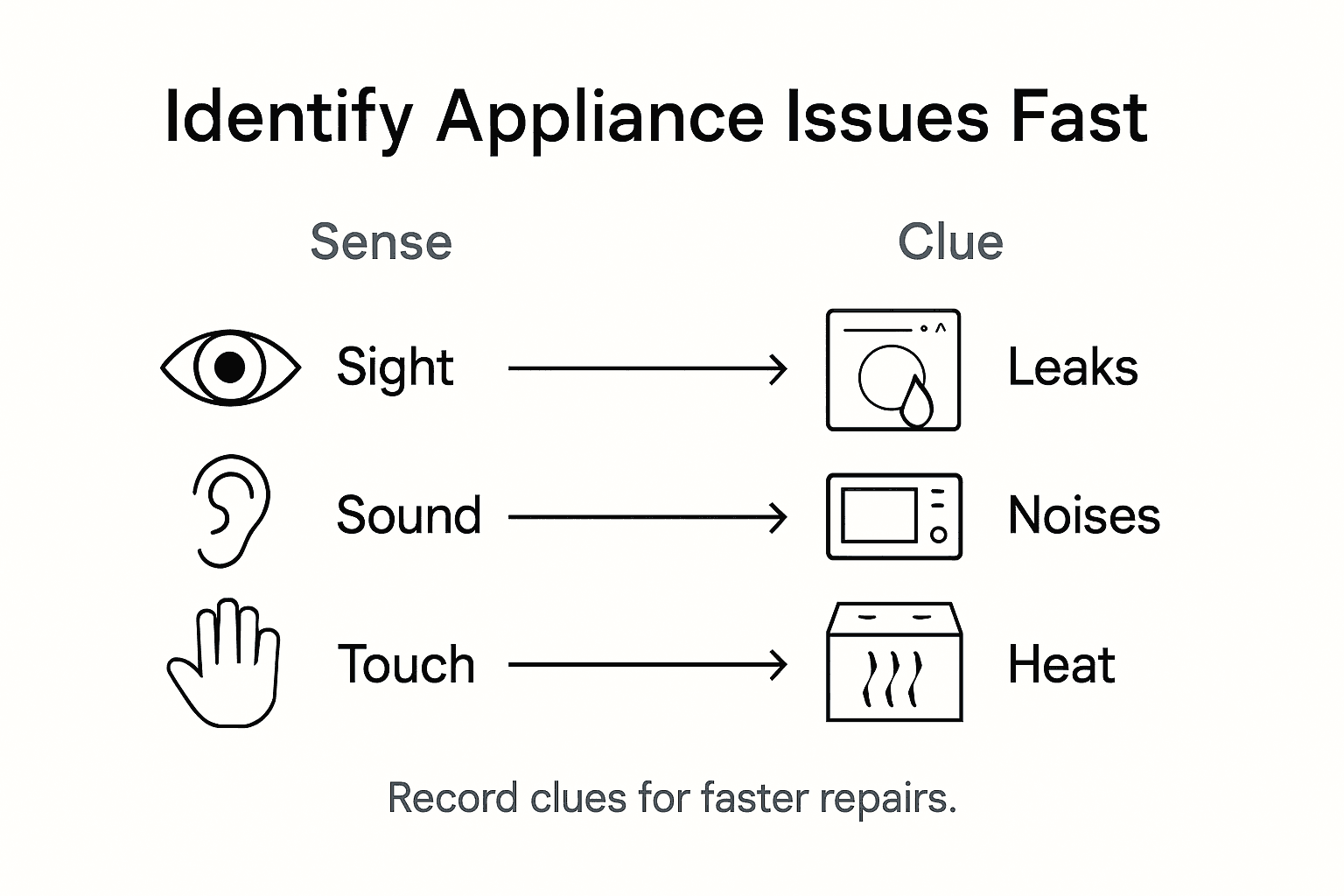 Infographic for appliance issue identification overview