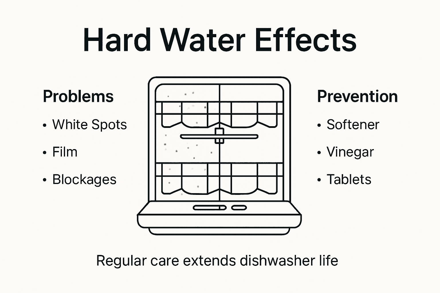 Infographic showing hard water damage and prevention
