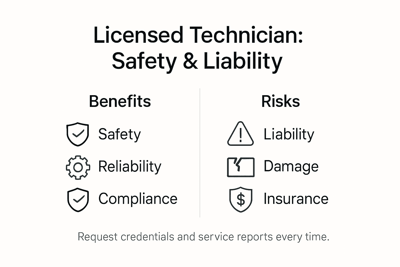 Infographic: technician benefits and risks comparison