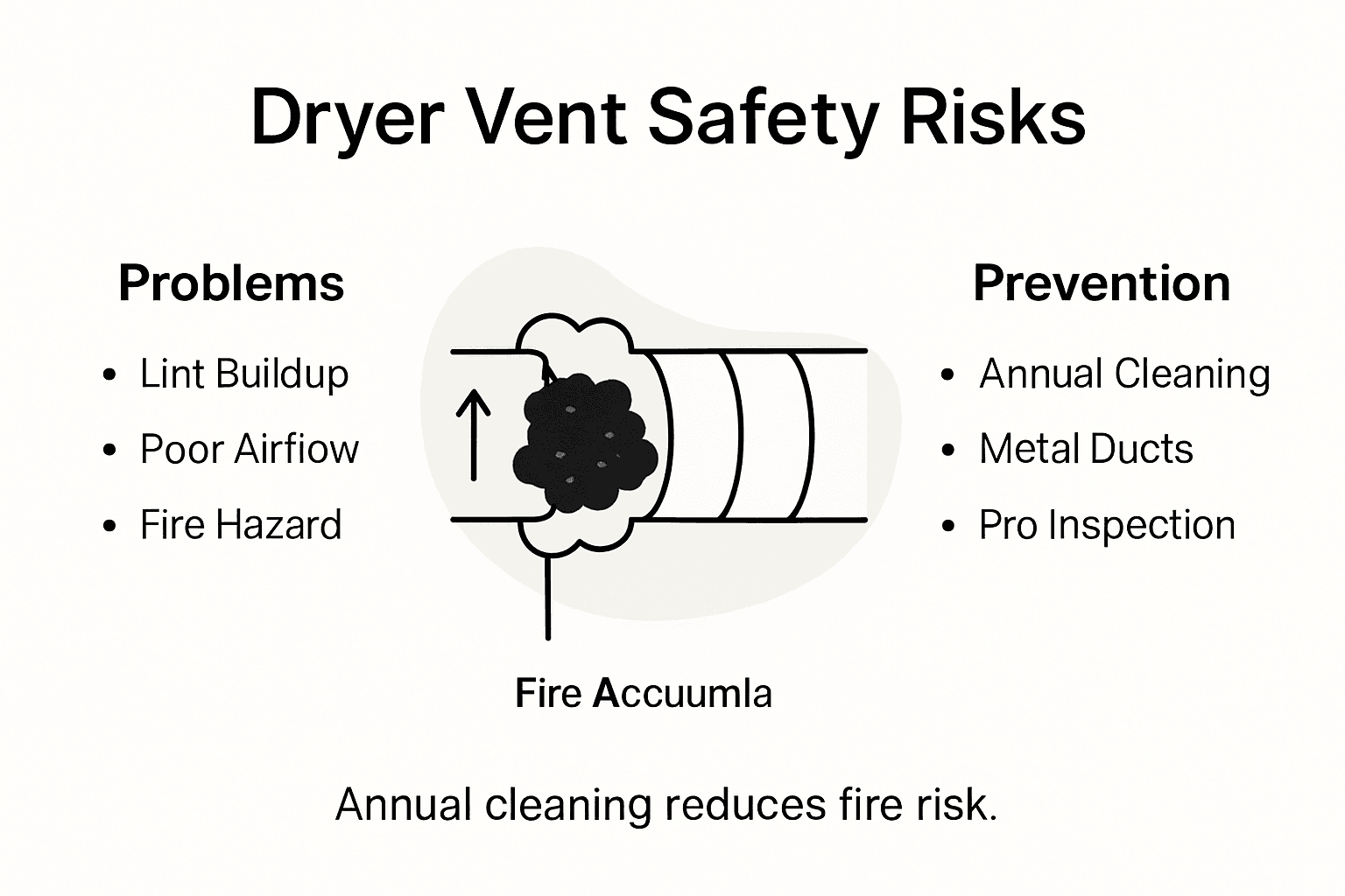 Infographic showing dryer vent risks and solutions