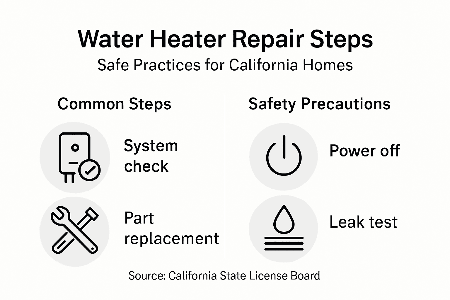 Infographic on water heater repair steps and safety
