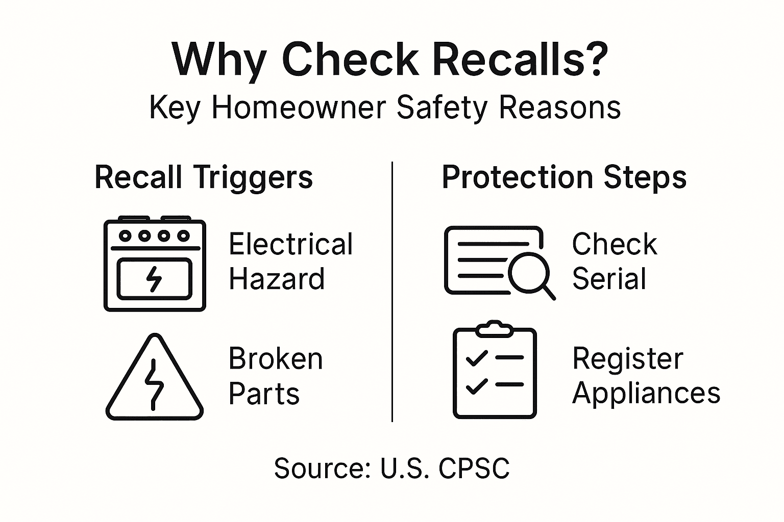 Infographic about reasons to check appliance recalls