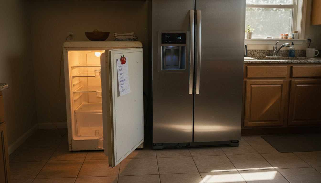 Comparison of old and new refrigerators