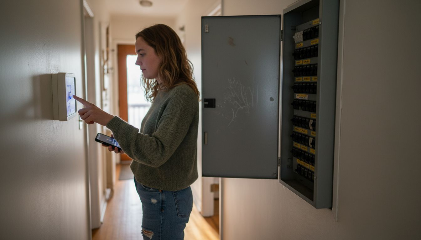 Adjusting thermostat and open circuit breaker