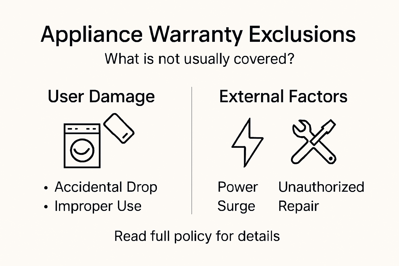 Infographic on appliance warranty common exclusions