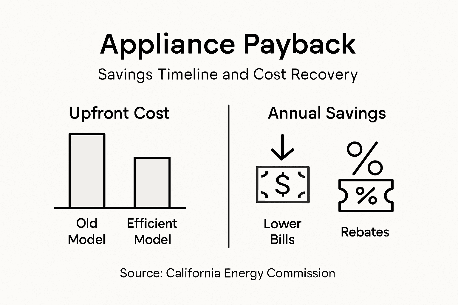 Infographic explaining appliance payback and savings