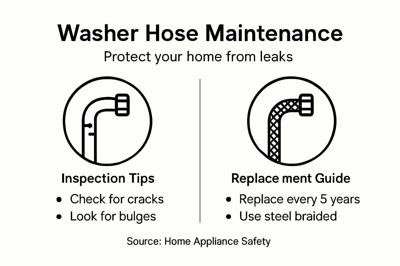 Infographic summarizing washer hose maintenance tips