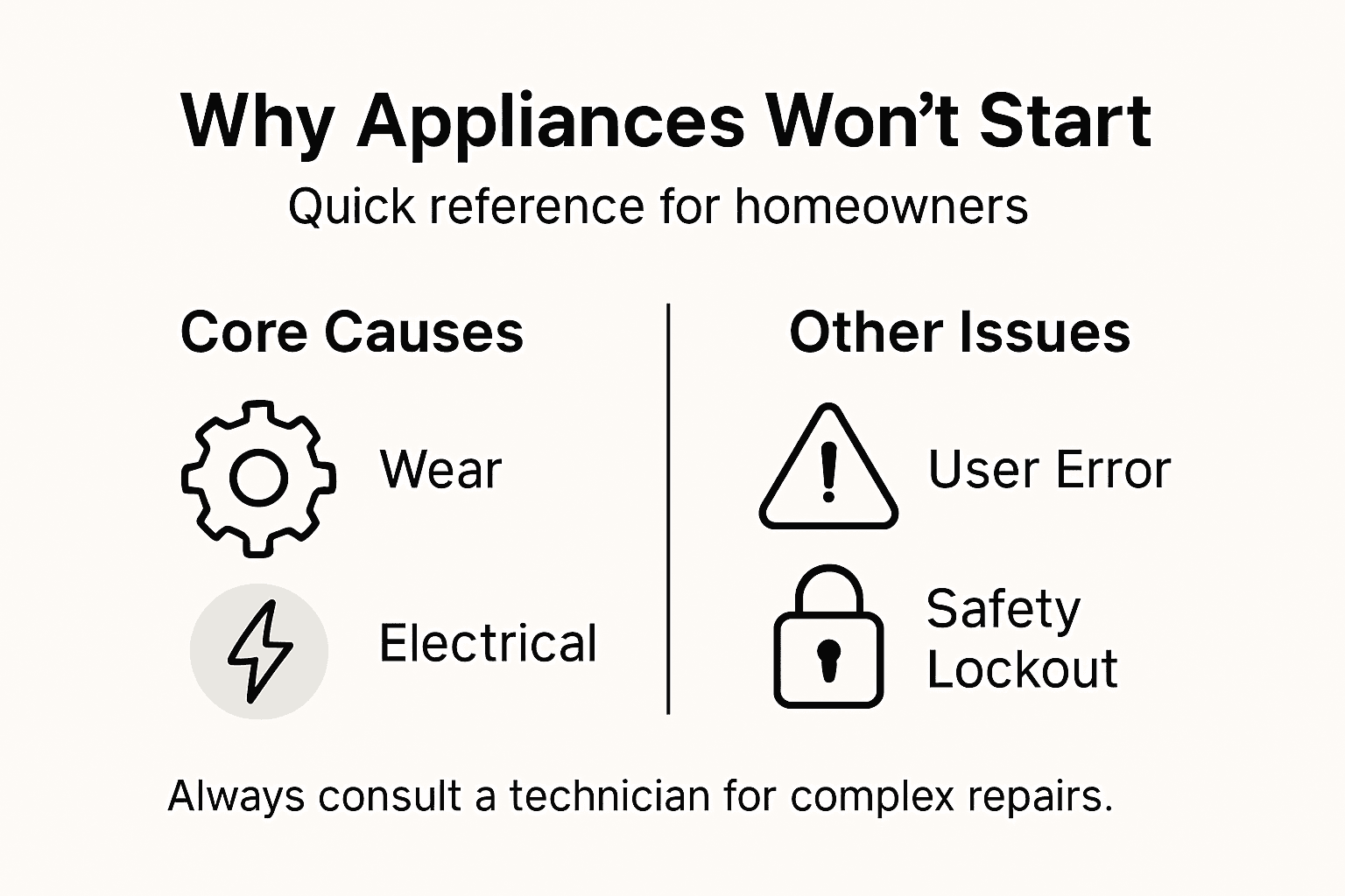 Infographic with main appliance failure causes