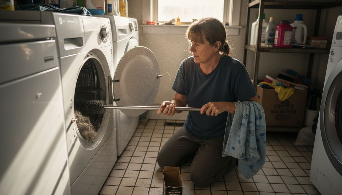 Cleaning dryer vent with handheld brush