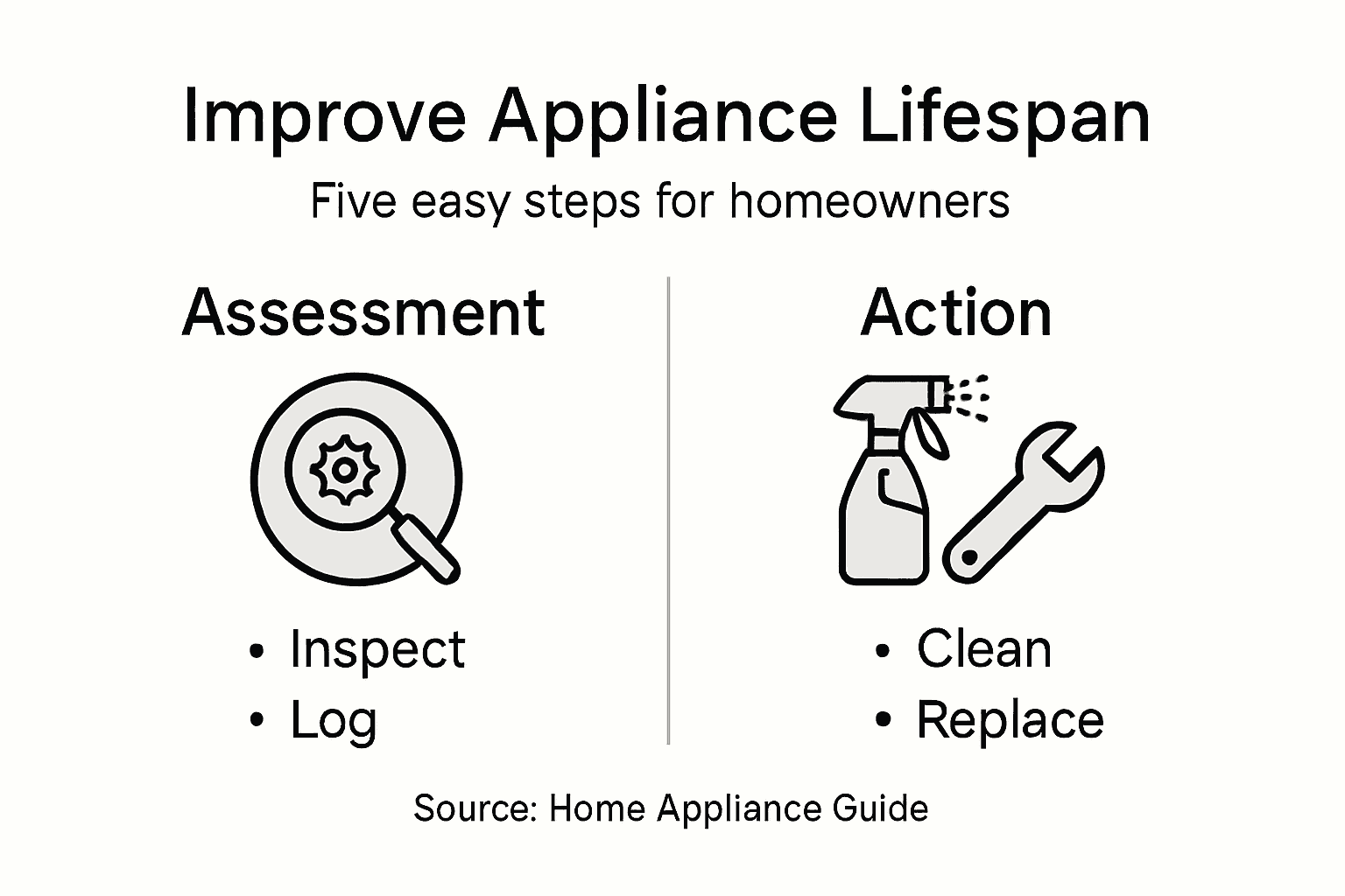 Infographic outlining steps to increase appliance lifespan