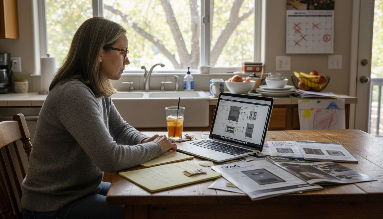 Homeowner researching HVAC system options