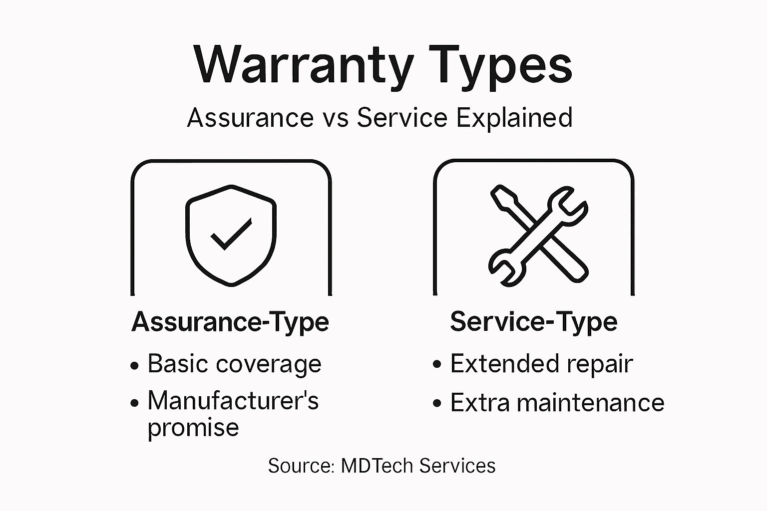 Infographic comparing warranty types and coverage