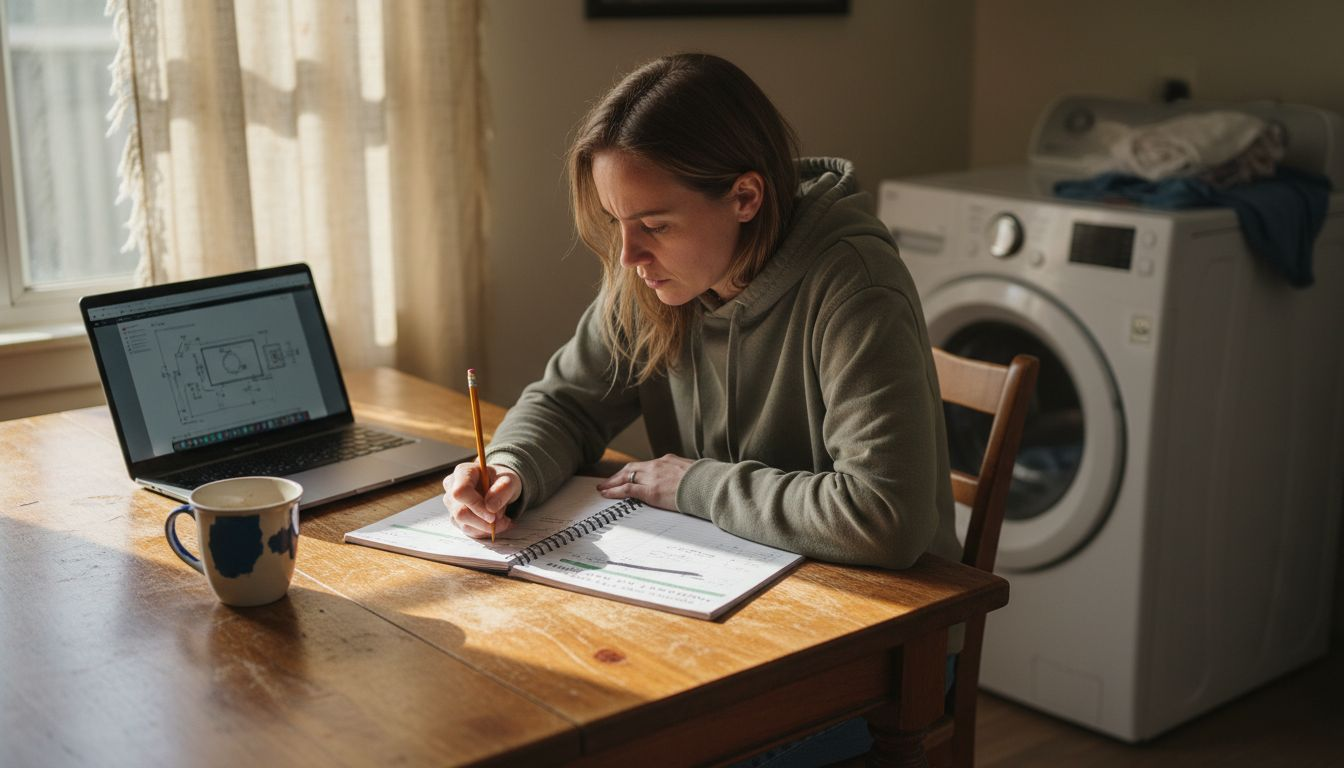 Woman tracking appliance reliability and repairs