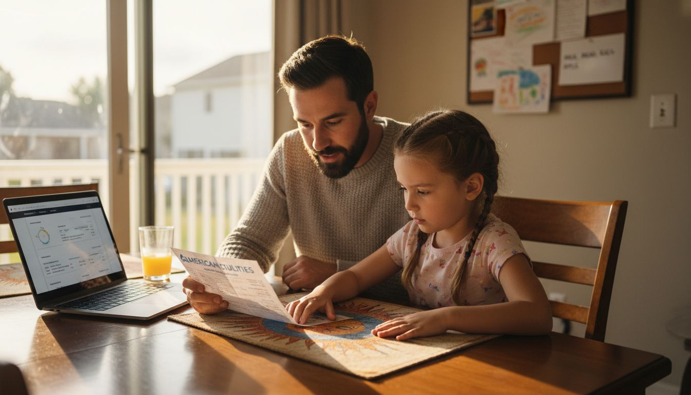 Family reviews lower electricity bill together