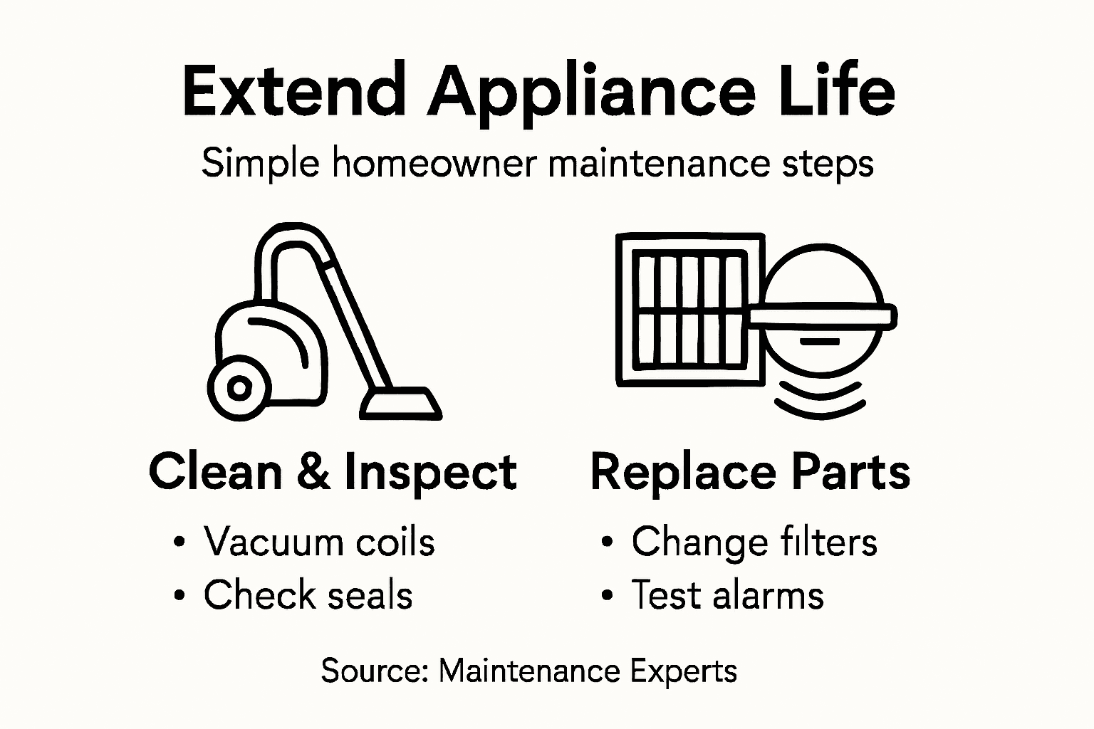 Infographic summarizing key appliance maintenance steps