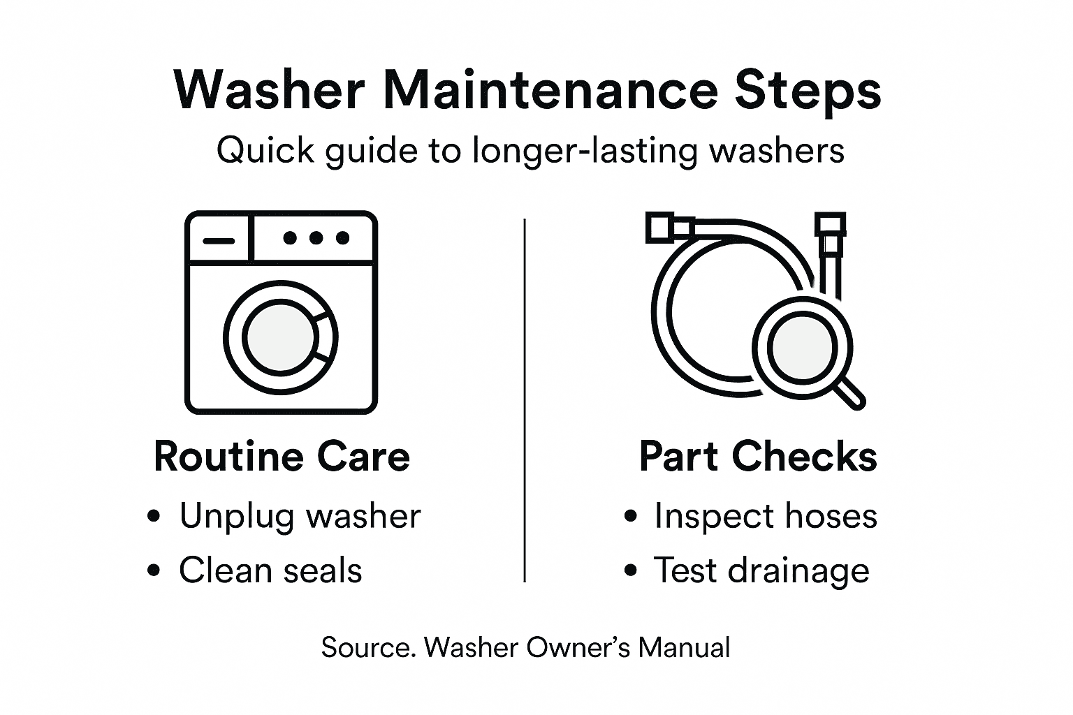 Infographic overview of washer maintenance steps