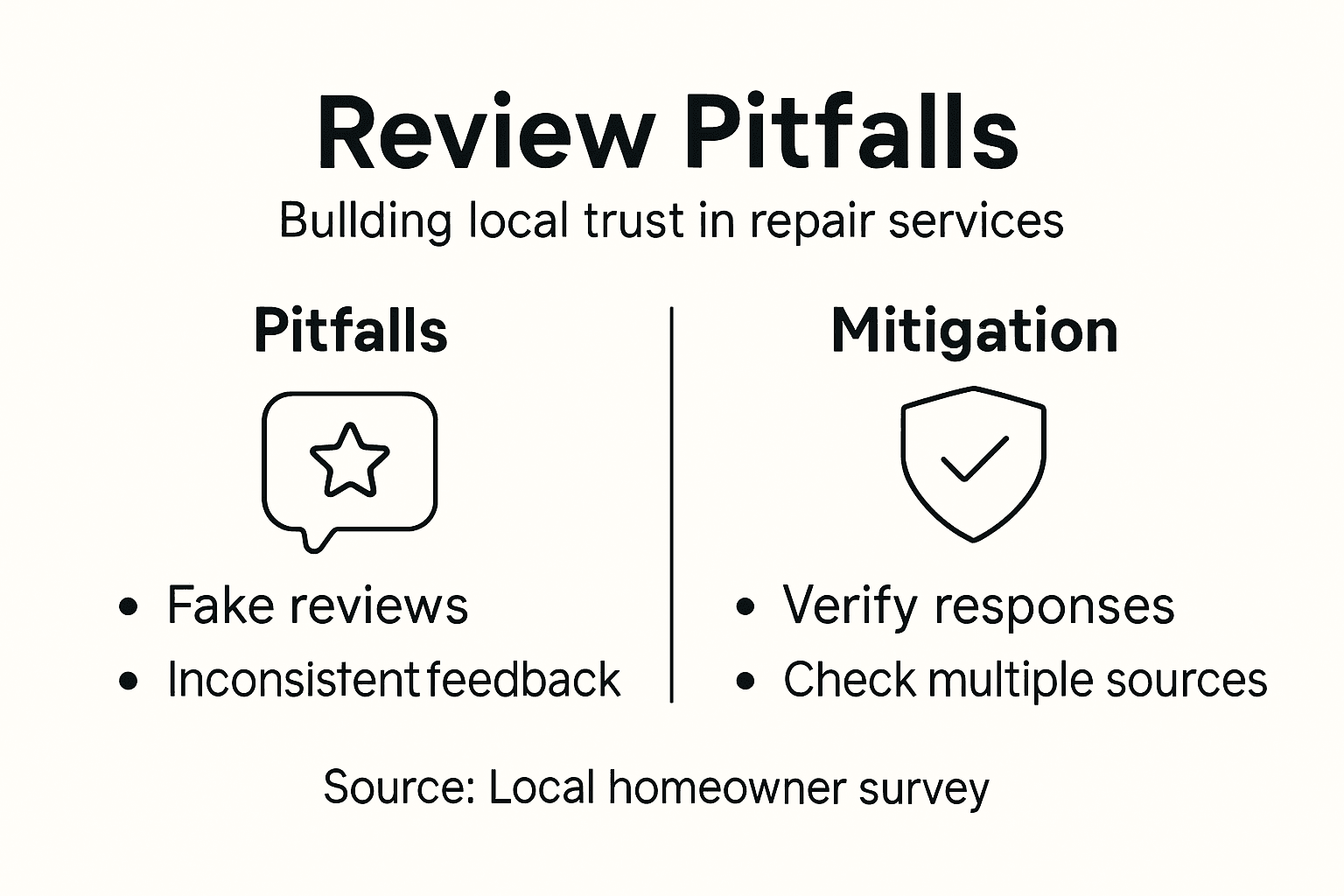 Infographic showing review pitfalls and solutions