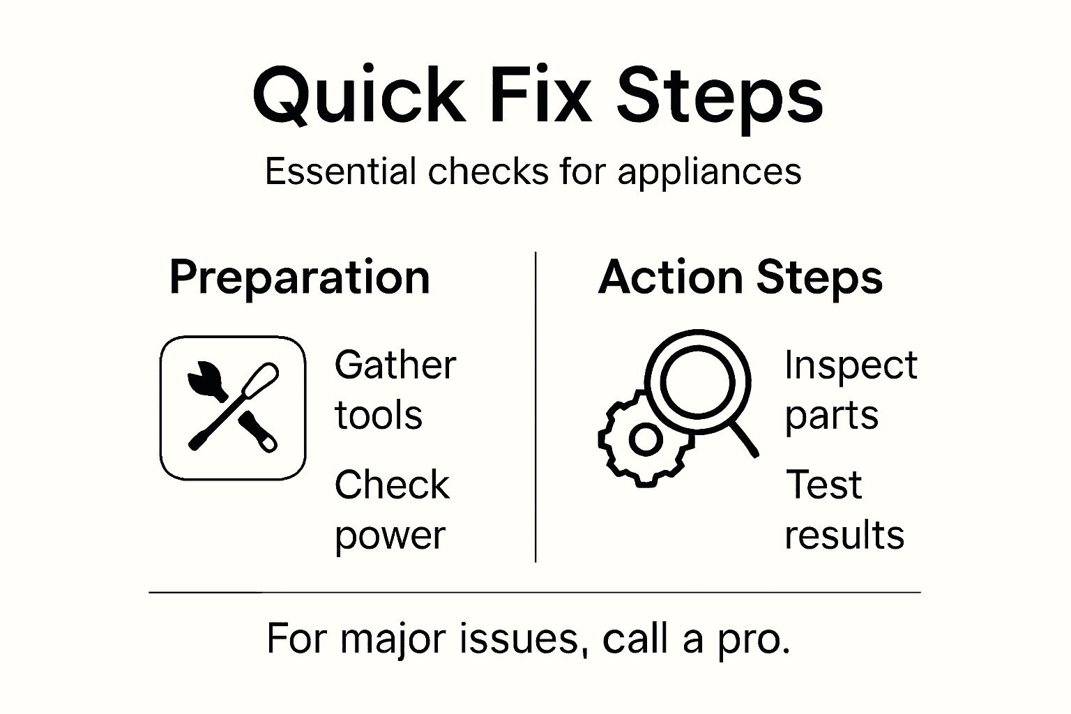 Infographic showing quick appliance troubleshooting steps