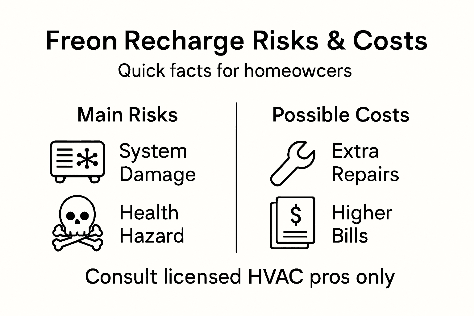 Infographic on Freon recharge homeowner risks and costs
