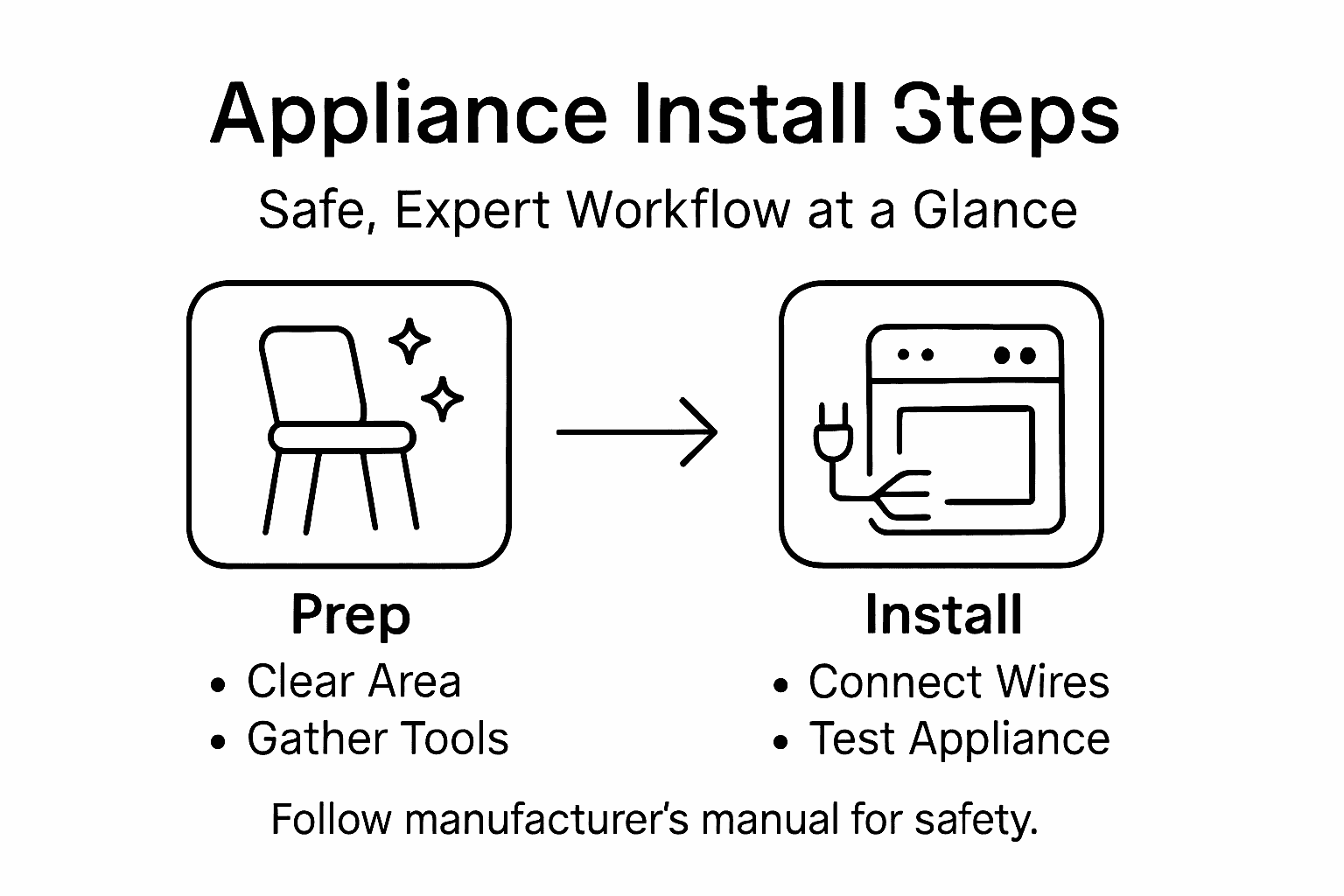 Infographic overview of safe appliance installation steps