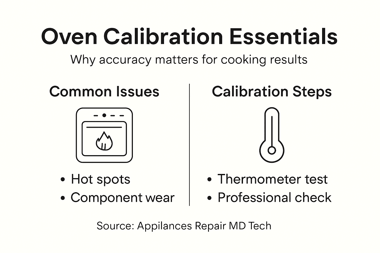 Infographic on oven calibration steps and issues