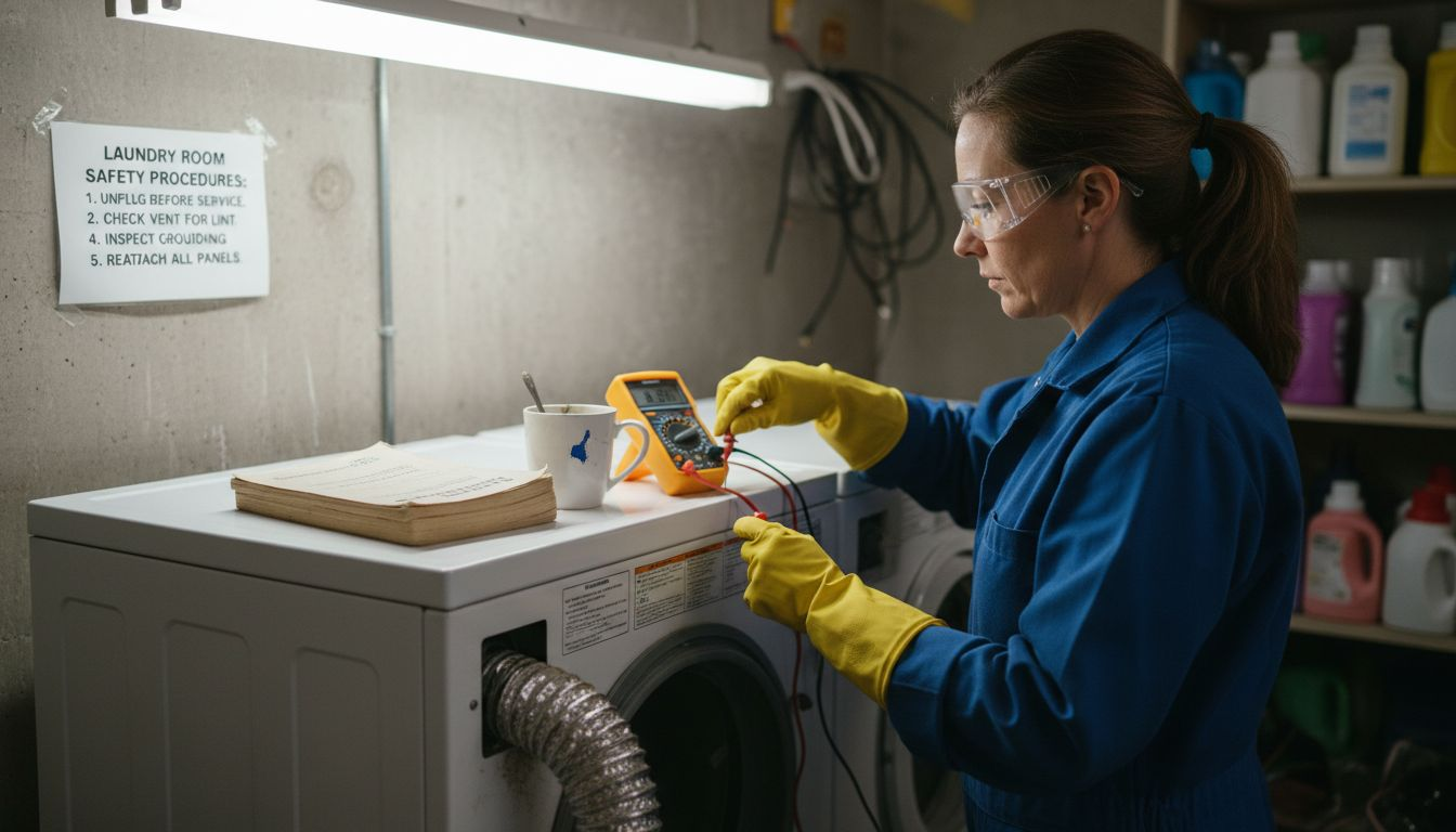Technician showing appliance safety procedures