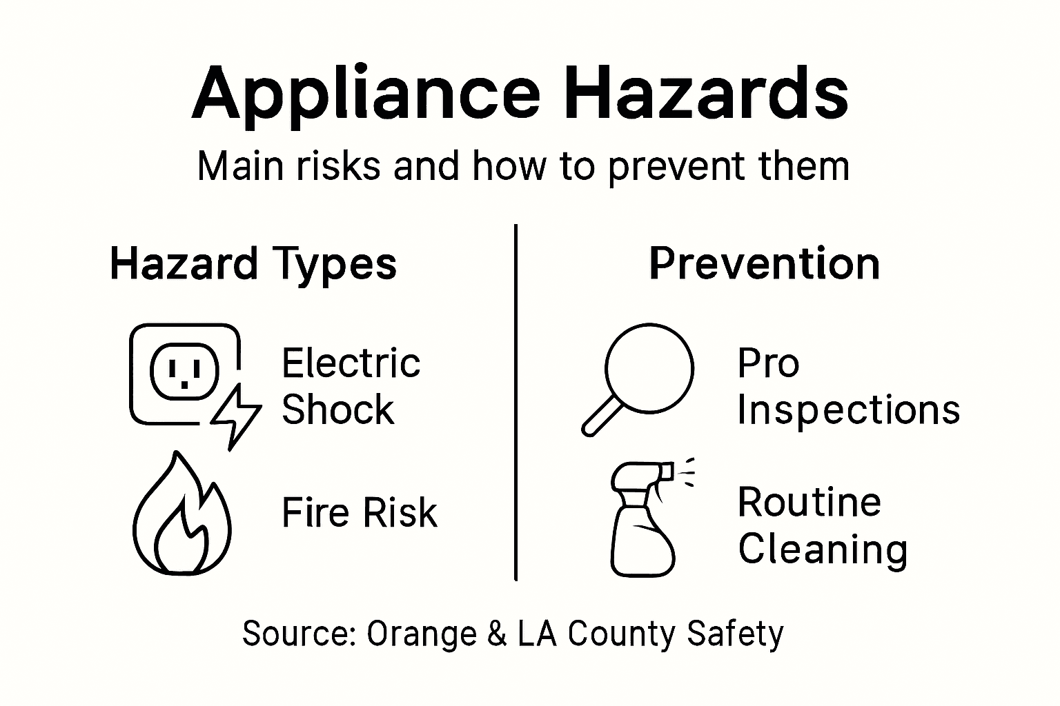 Infographic showing common appliance hazards and prevention