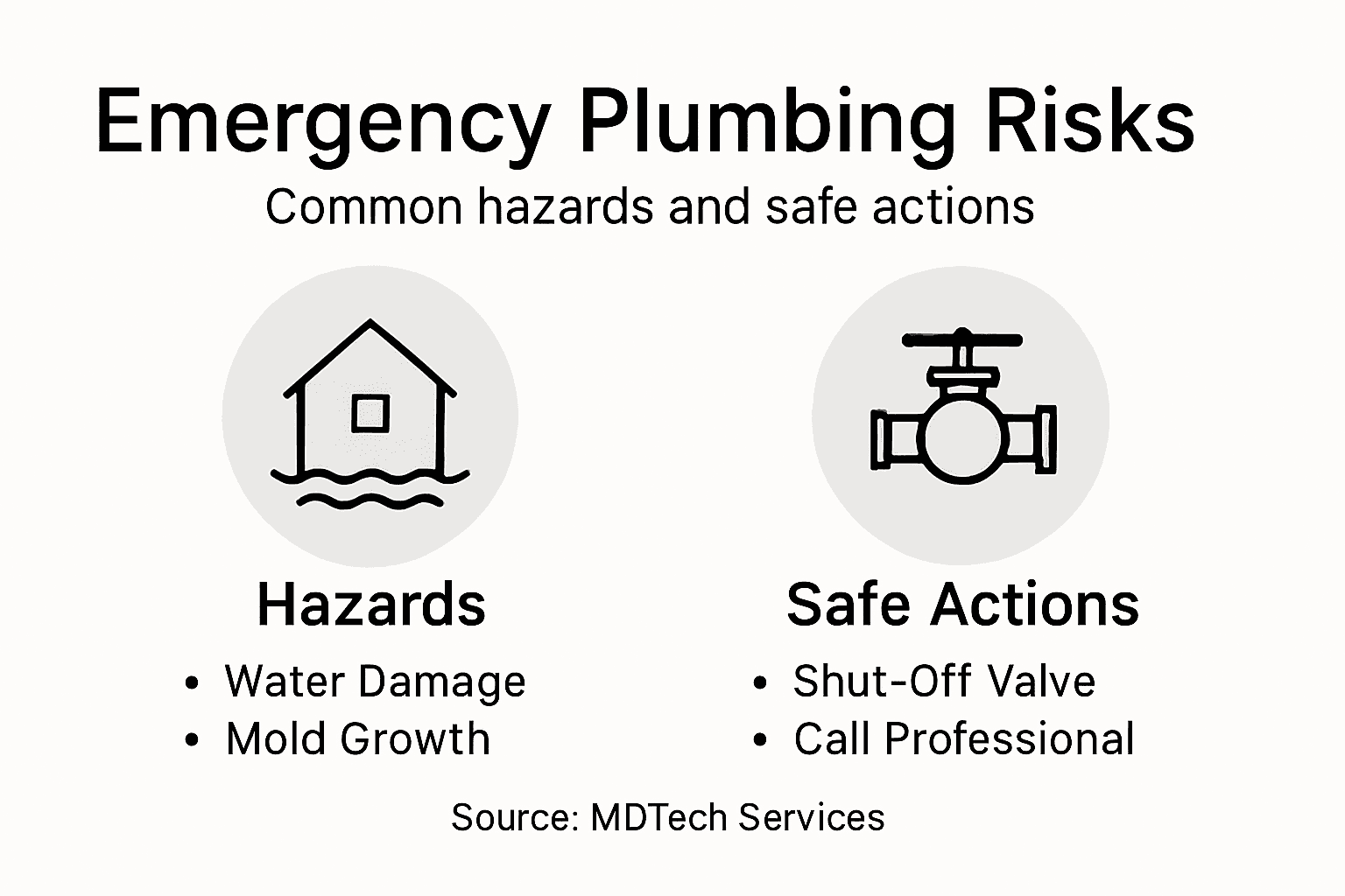 Infographic showing risks and safe plumbing actions