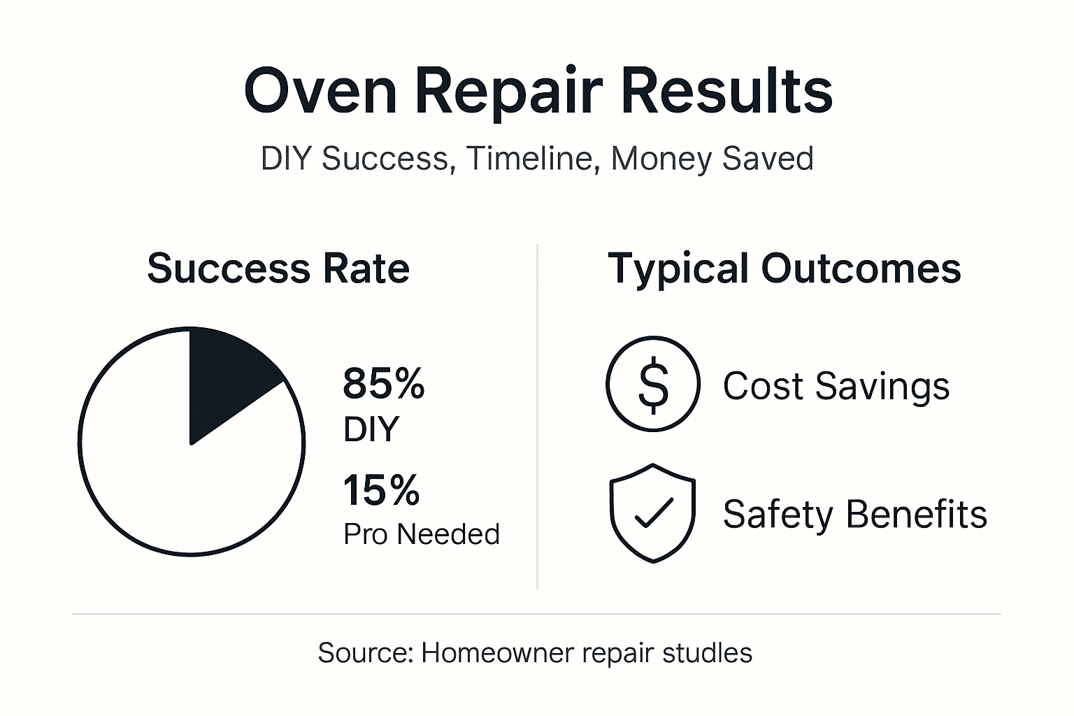 Infographic summarizing oven repair outcomes and benefits
