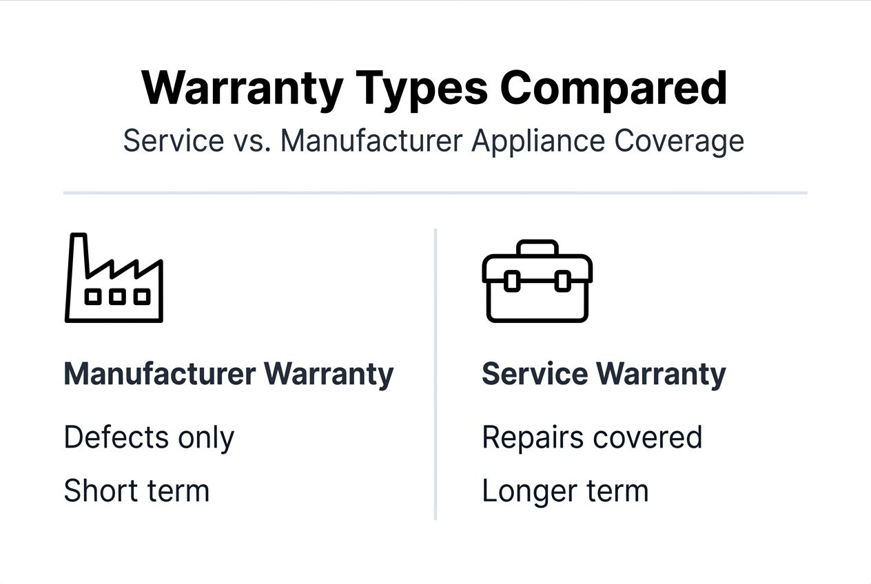 Infographic comparing warranty types and coverage