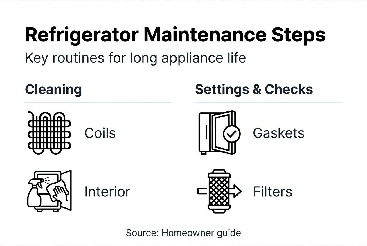 Infographic summarizes refrigerator maintenance steps