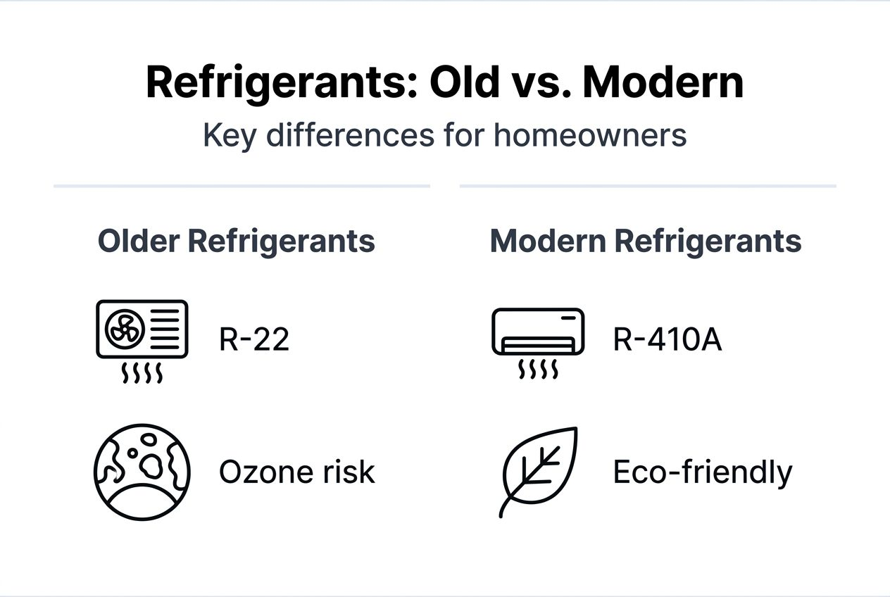 Infographic comparing old and modern HVAC refrigerants