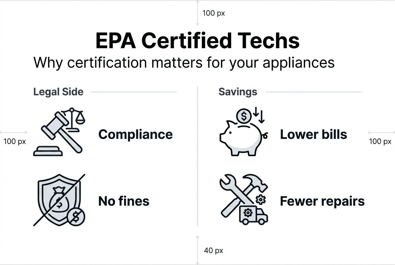 Infographic showing EPA technician benefits and risks