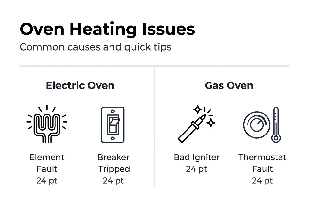 Infographic summarizing oven heating troubleshooting