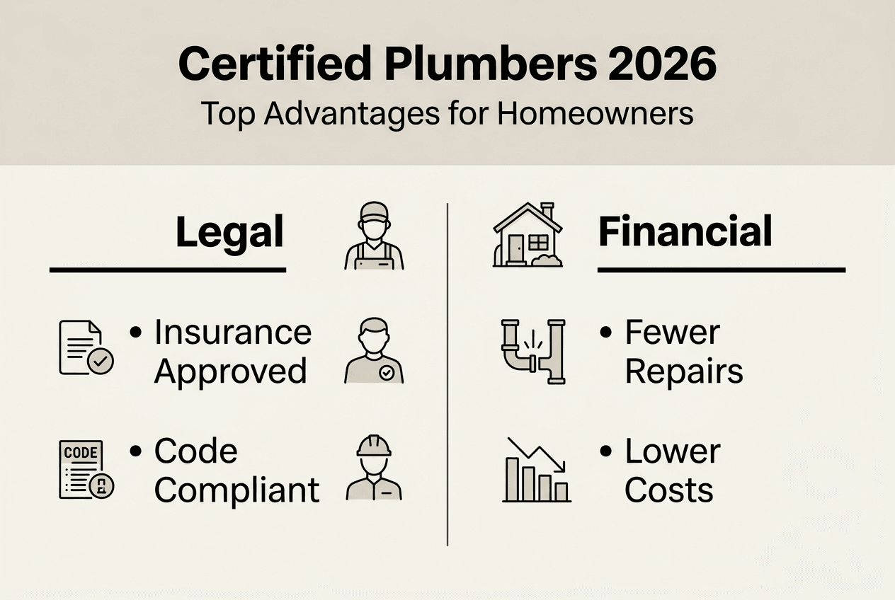 Infographic with certified plumber benefits summary
