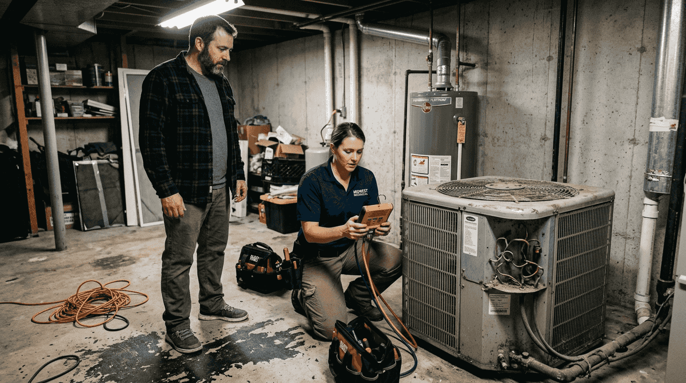 HVAC compressor inspection due to low refrigerant