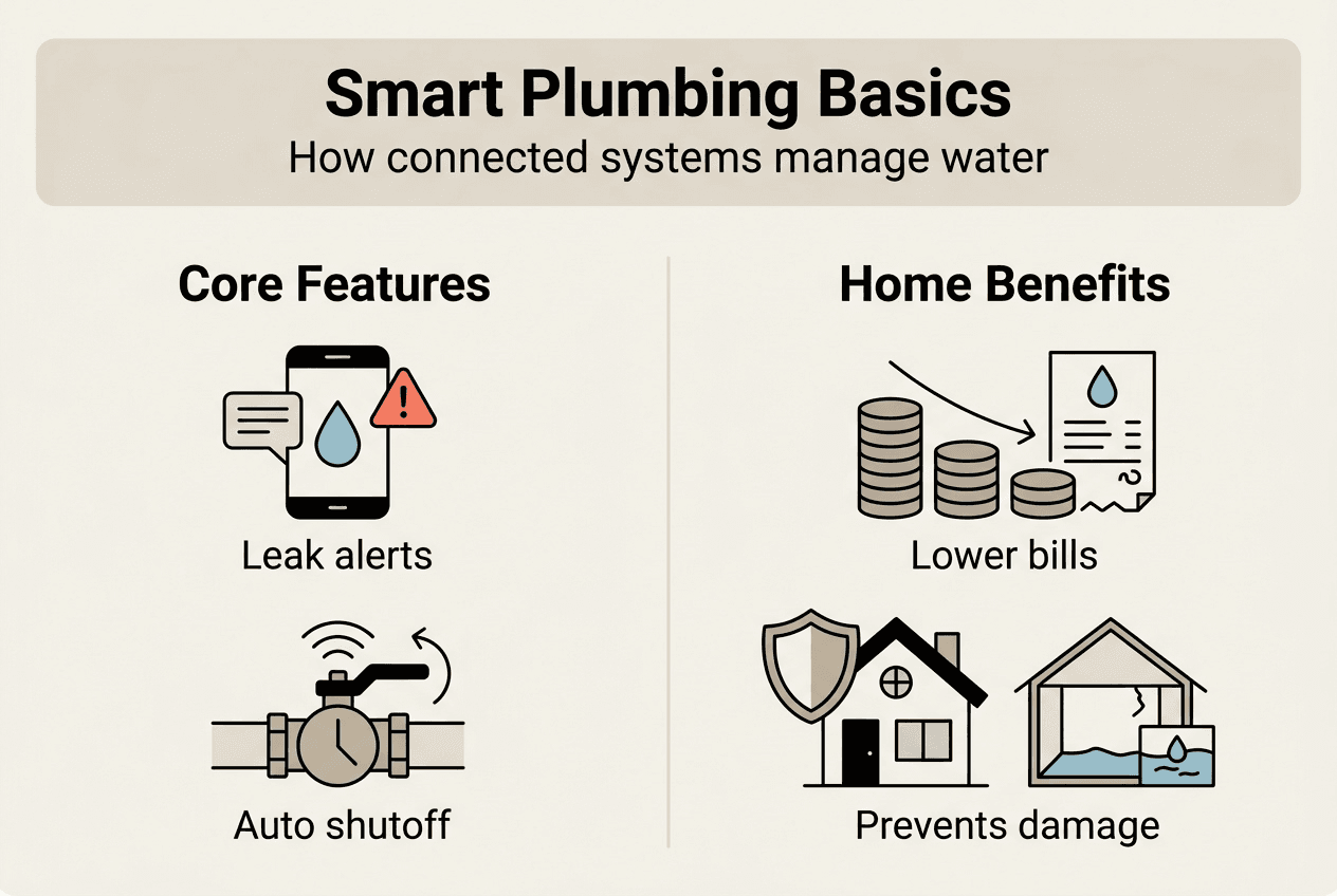 Infographic of smart plumbing features and benefits