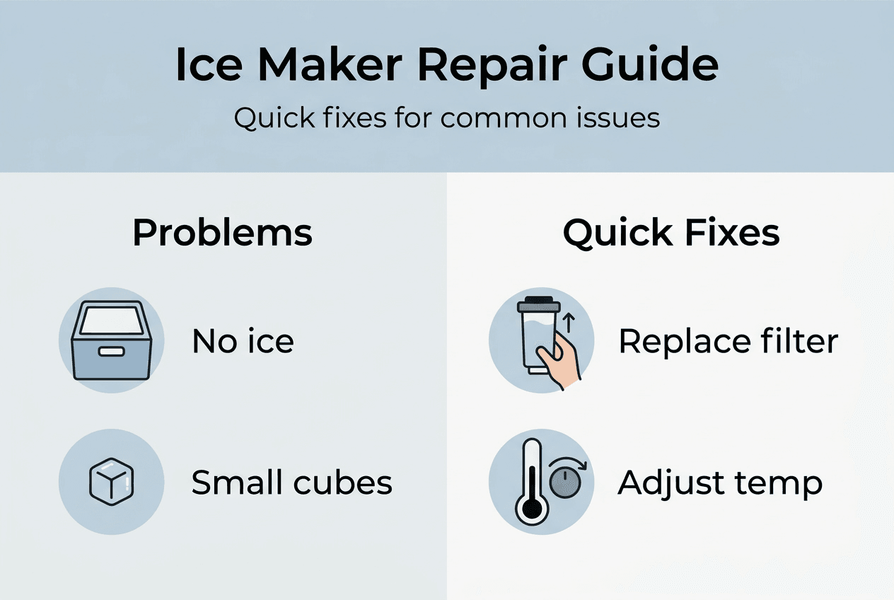 Infographic showing ice maker repair steps