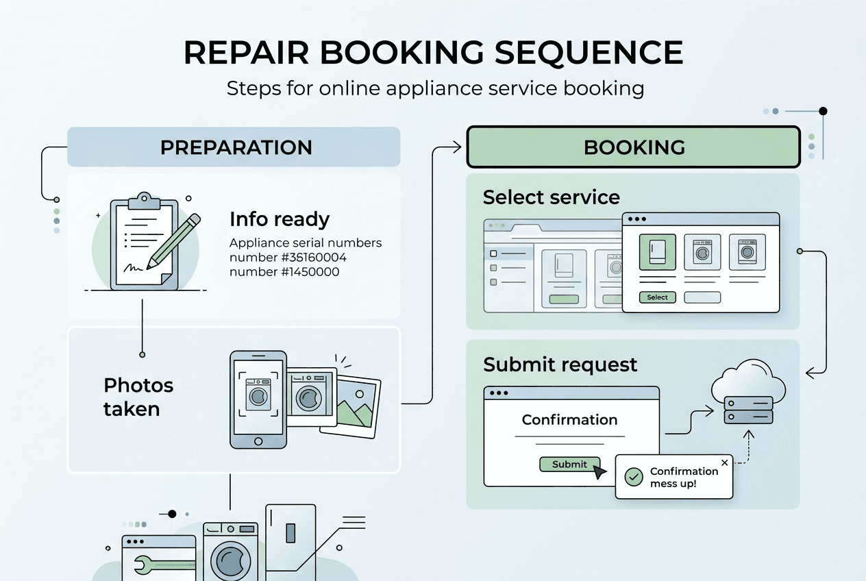 Infographic outlining online booking stages