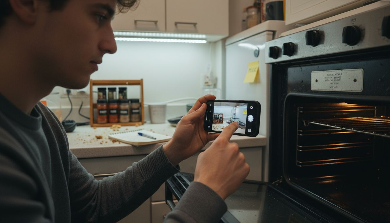 Man screenshots appliance serial number plate