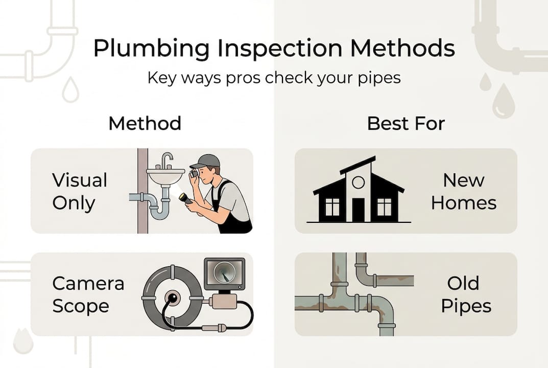 Infographic showing main plumbing inspection methods