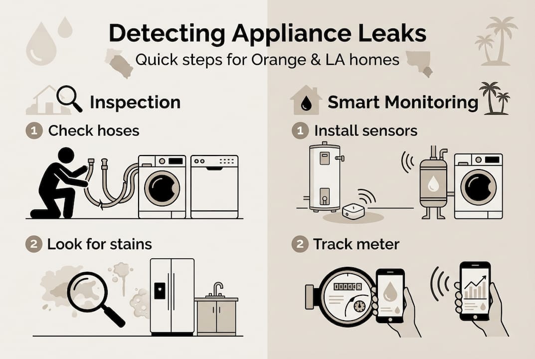 Infographic showing leak detection steps