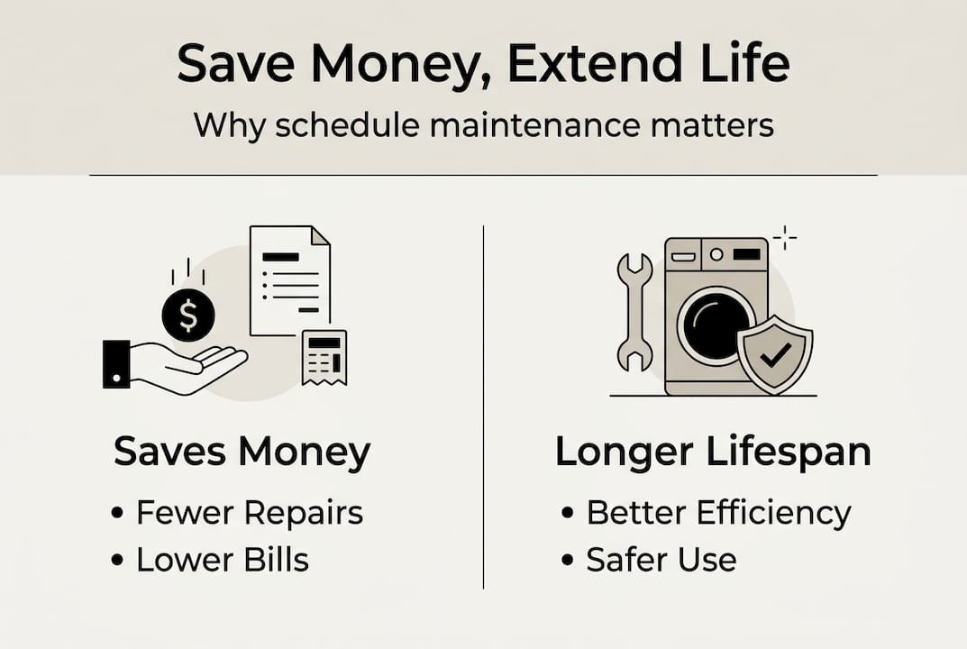 Infographic showing appliance maintenance benefits