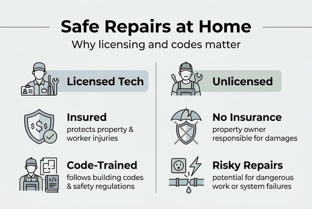 Infographic comparing licensed and unlicensed technicians