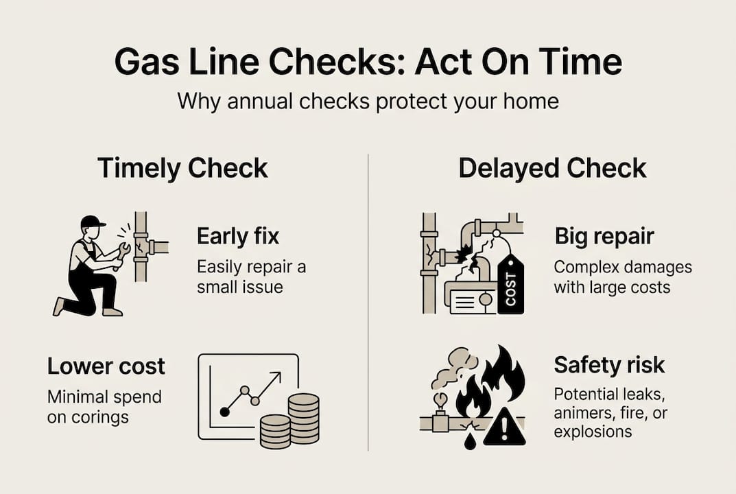 Infographic comparing timely and delayed gas checks