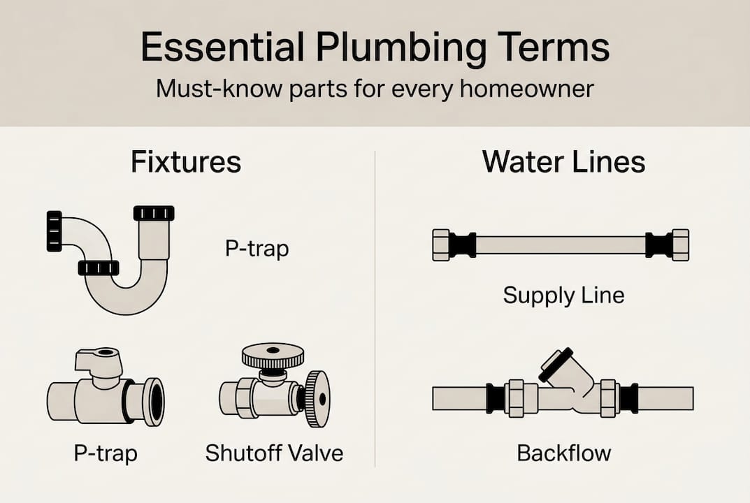 Infographic with key plumbing terms and definitions