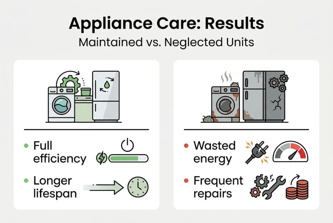 Infographic comparing appliance upkeep results