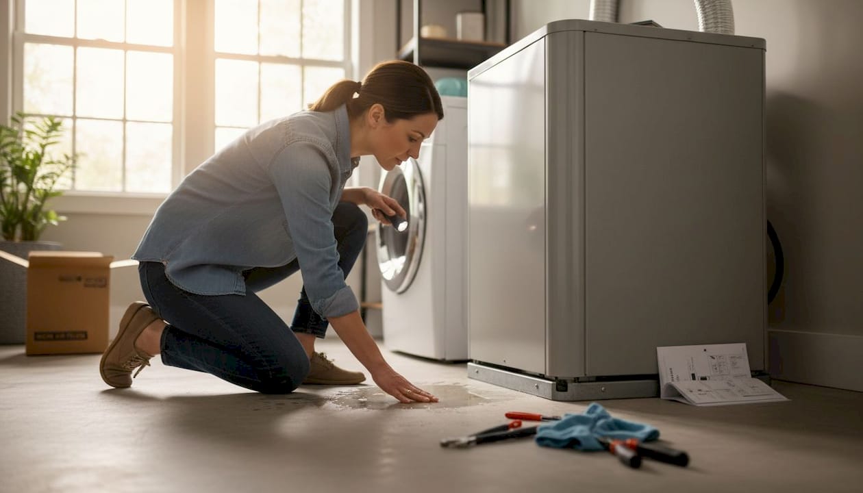 Homeowner checks leak after bad repair